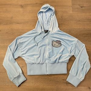 Forever 21 Hello Kitty Limited Edition Rhinestone Velour Velvet Zip Hoodie